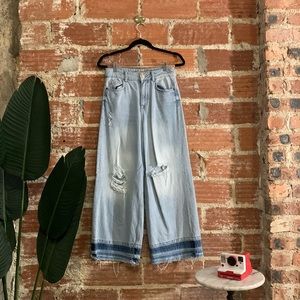Zara Basic Acid Wash Denim with Frayed Ends